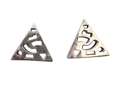 Sterling Silver Cut Out Modernist Earrings 4 G