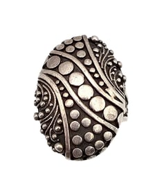 Signed Sterling Silver Overlay Ring Size 5.5 14 G Pictograph Signature