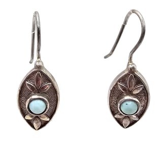 Larimar Sterling Silver Drop Dangle Earrings 6.5 G