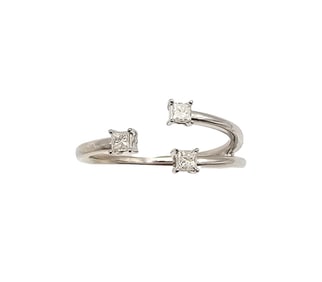 Signed Diamond 14K White Gold Cocktail Ring Size 7.25 2.3 G