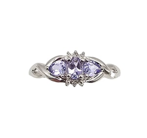 C Tanzanite 10K White Gold Cocktail Ring Size 7 1.6 G