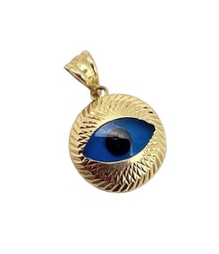 10K Gold Blue Evil Eye Pendant 1.9 G