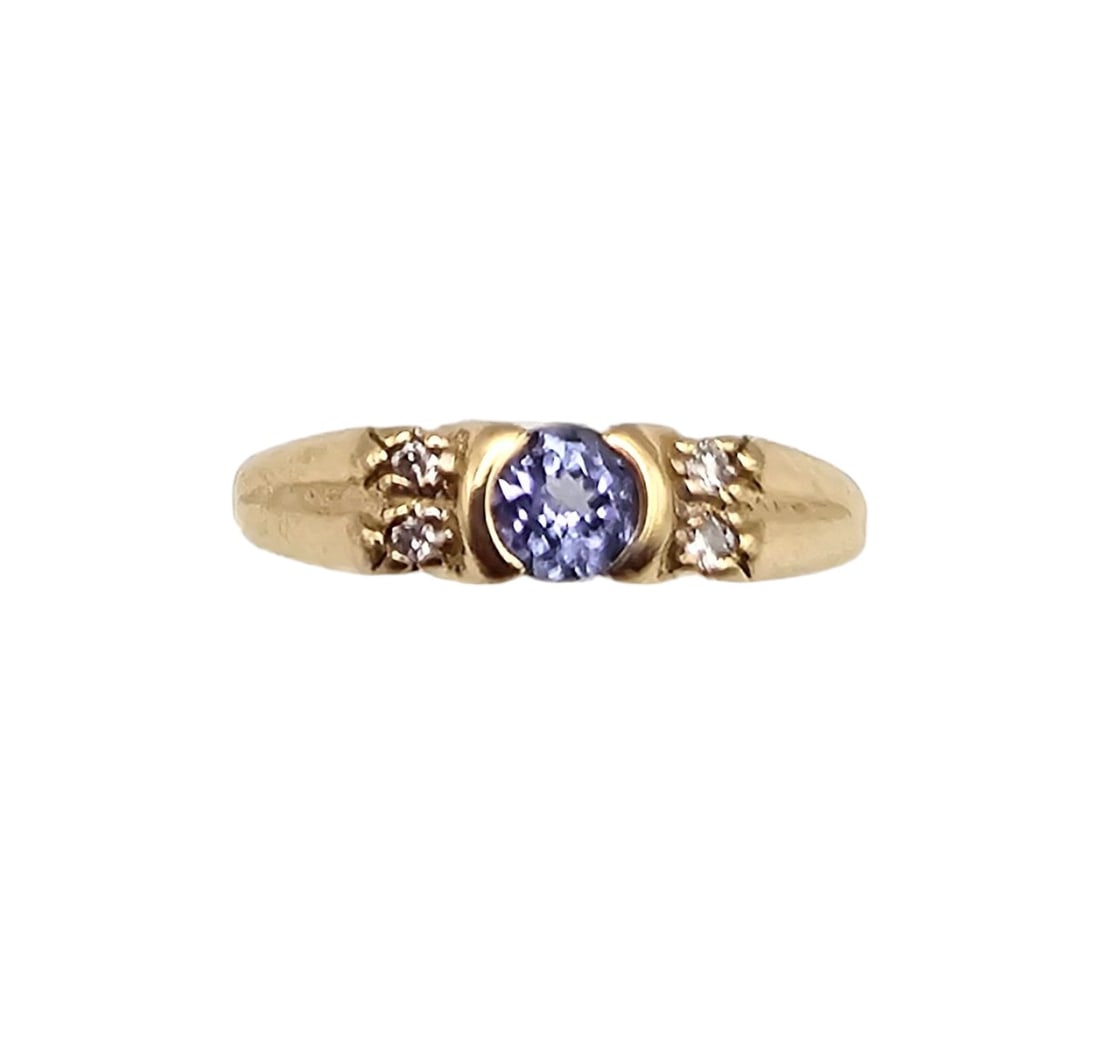 Tanzanite Diamond 14K Gold Cocktail Ring Size 5.25 2.3 G (1 of 4)