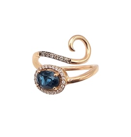 LeVian Topaz Diamond 14K Rose Gold Cocktail Ring Size 6.5 3.7 G