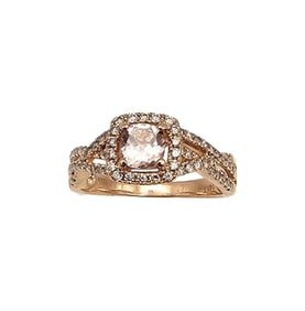 LeVian Morganite Diamond 14K Rose Gold Cocktail Ring Size 7.5 4 G