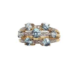 SCBS Cubic Zirconia Diamond 14K Gold Cocktail Ring Size 6.75 3.1 G