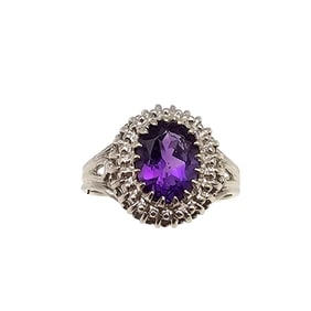 BH Amethyst 14K White Gold Cocktail Ring Size 7.5 4.4 G