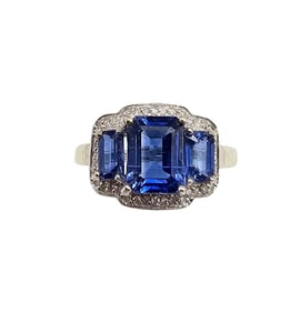 BJ Kyanite Diamond 14K White Gold Cocktail Ring Size 6.5 3 G