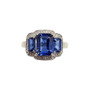 BJ Kyanite Diamond 14K White Gold Cocktail Ring Size 6.5 3 G: BJ Kyanite Diamond 14K White Gold Cocktail Ring Size 6.5 3 G