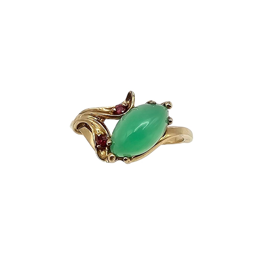 M Chrysoprase Chalcedony 14K Gold Cocktail Ring Size 6 2.7 G (1 of 4)