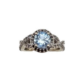 Aquamarine 14K White Gold Cocktail Ring Size 6.5 6 G