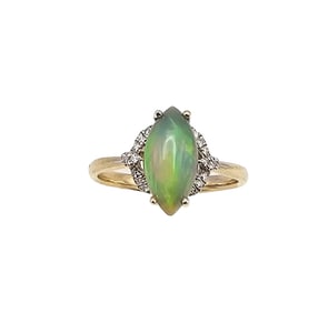 CI Opal Diamond 14K Gold Cocktail Ring Size 6.75 2.6 G