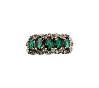 Emerald Diamond 10K Gold Cocktail Ring Size 6.25 3 G