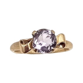 Amethyst 14K Gold Cocktail Ring Size 6 2.2 G