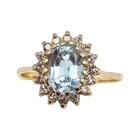Topaz Diamond 14K Gold Cocktail Ring Size 6.25 2.5 G