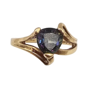 Mystic Topaz 10K Gold Cocktail Ring Size 6.75 3 G