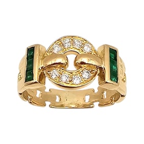 Emerald Diamond 14K Gold Cocktail Ring Size 5.5 4.8 G