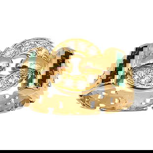 Emerald Diamond 14K Gold Cocktail Ring Size 5.5 4.8 G: Emerald Diamond 14K Gold Cocktail Ring Size 5.5 4.8 G