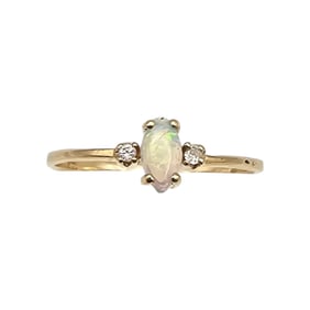 TLC Opal Diamond 10K Gold Cocktail Ring Size 6.25 0.8 G