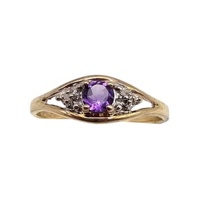 MID Amethyst 10K Gold Cocktail Ring Size 5.5 1.3 G
