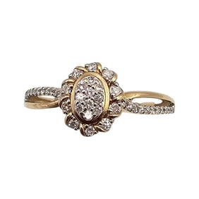 JC Diamond 10K Gold Cocktail Ring Size 6.25 2.2 G