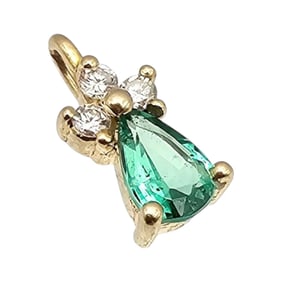 Tsavorite Garnet Diamond 14K Gold Pendant 0.4 G