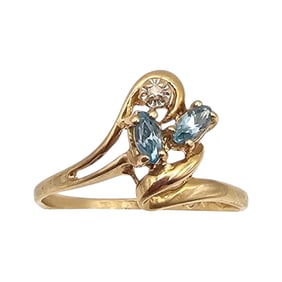 KP Topaz Diamond 10K Gold Cocktail Ring Size 6.25 1.4 G
