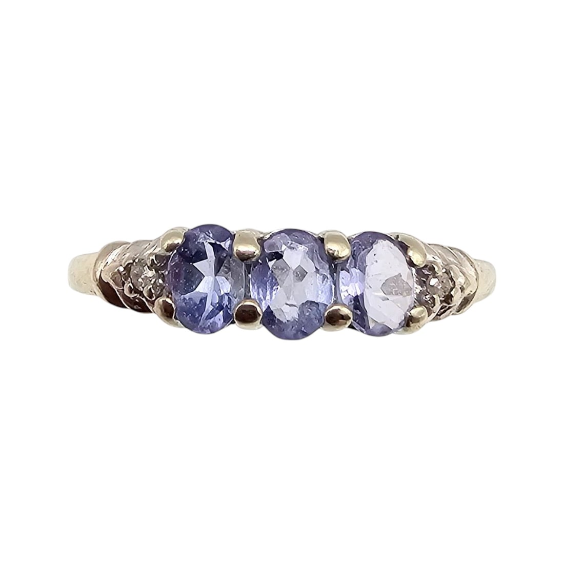 S Diamond Tanzanite 10K White Gold Cocktail Ring Size 4.75 1.2 G (1 of 4)