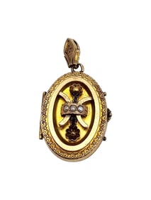 Antique Victorian 10K Gold Seed Pearl Ornate Locket Pendant 8.9 G