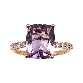 D'Joy Amethyst White Zircon Rose Gold Over Sterling Silver Cocktail Ring Size 9.75 4 G