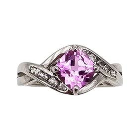 STS Ruby White Sapphire Sterling Silver Cocktail Ring Size 6.75 2.5 G