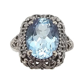 Topaz Sterling Silver Cocktail Ring Size 7.75 5.9 G