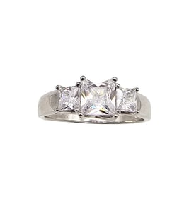 LS STS Cubic Zirconia Sterling Silver Cocktail Ring Size 9.5 3.8 G