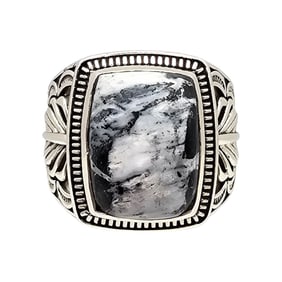 D'Joy Southwestern White Buffalo Turquoise Sterling Silver Ring Size 10.25 14.6 G