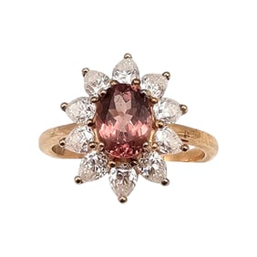 D'Joy Red Rose Apatite Moissanite Rose Gold Over Sterling Silver Cocktail Ring Size 8.75 3.5 G