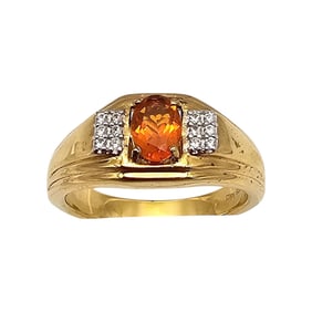 D'Joy Fire Opal White Zircon Gold Over Sterling Silver Cocktail Ring Size 10.5 6.3 G