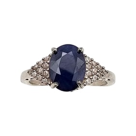 STS Sapphire Sterling Silver Cocktail Ring Size 9.5 4.1 G