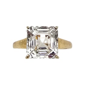 STS White Topaz Gold Over Sterling Silver Cocktail Ring Size 8.75 4.3 G