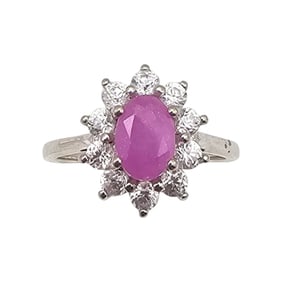 D'Joy Ruby White Topaz Sterling Silver Cocktail Ring Size 6 2.6 G