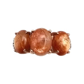 STS Sunstone Sterling Silver Cocktail Ring Size 7 3.5 G