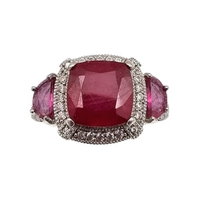STS Ruby Sterling Silver Cocktail Ring Size 9.5 8.2 G