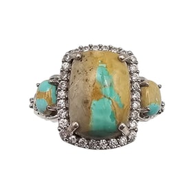 D'Joy Turquoise Sterling Silver Ring Size 7.5 6.2 G