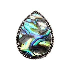 Abalone Sterling Silver Ring Size 9.75 3.7 G