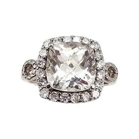 VJ Cushion Cut Tourmaline Sterling Silver Cocktail Ring Size 8.75 4.8 G