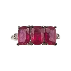 D'Joy Ruby Sterling Silver Cocktail Ring Size 7.75 3.1 G