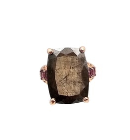 D'Joy Chocolate Sapphire Rose Gold Over Sterling Silver Cocktail Ring Size 7.5 10.2 G