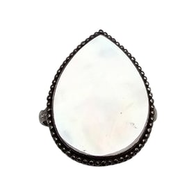 Mother Of Pearl Sterling Silver Ring Size 9.5 3.4 G