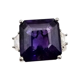 D'Joy Amethyst Sterling Silver Statement Ring Size 10.75 9.5 G