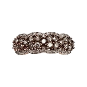 Mist And White Diamond Rose Gold Over Sterling Silver Cocktail Ring Size 8.25 3.5 G