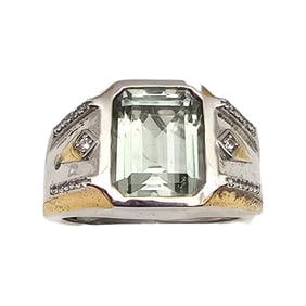 D'Joy Green Amethyst Sterling Silver Cocktail Ring Size 9.5 9.5 G